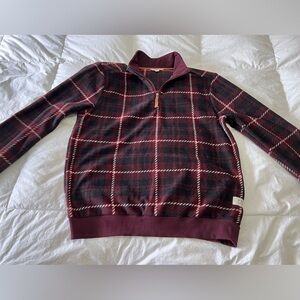 Frye and Co Fleece Jacket Plaid 1/4 Zip Pullover Size Medium.